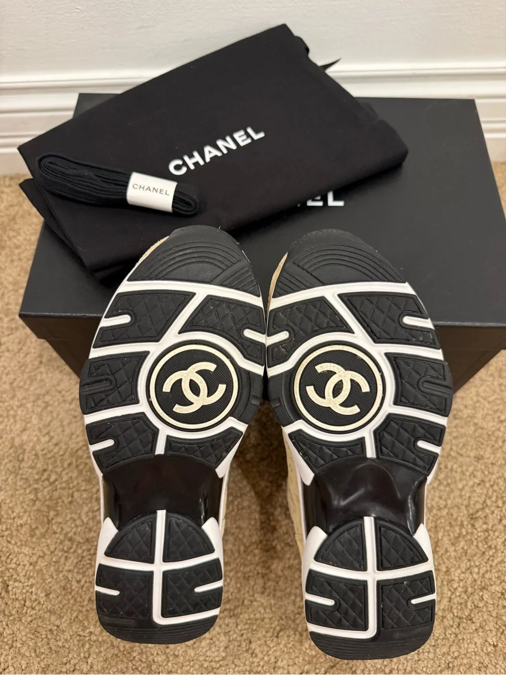 CHANEL beige suede